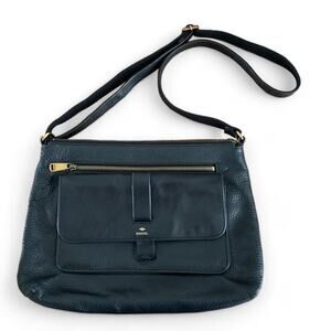 Fossil Kinley Black Pebbled Leather Crossbody Shoulder Bag Purse NO KEY